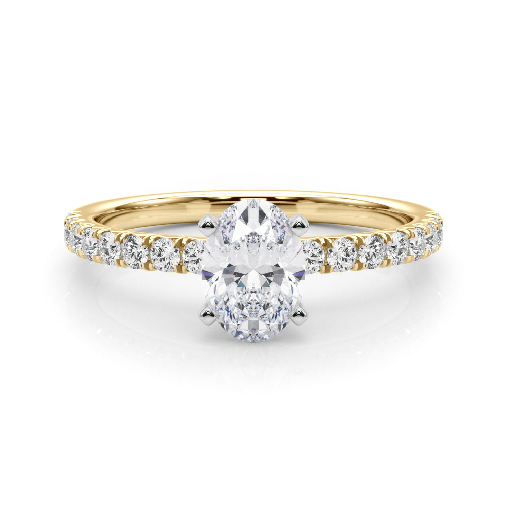 Graceful Center Round Diamond Engagement Ring — 9K/18K Gold & Platinum