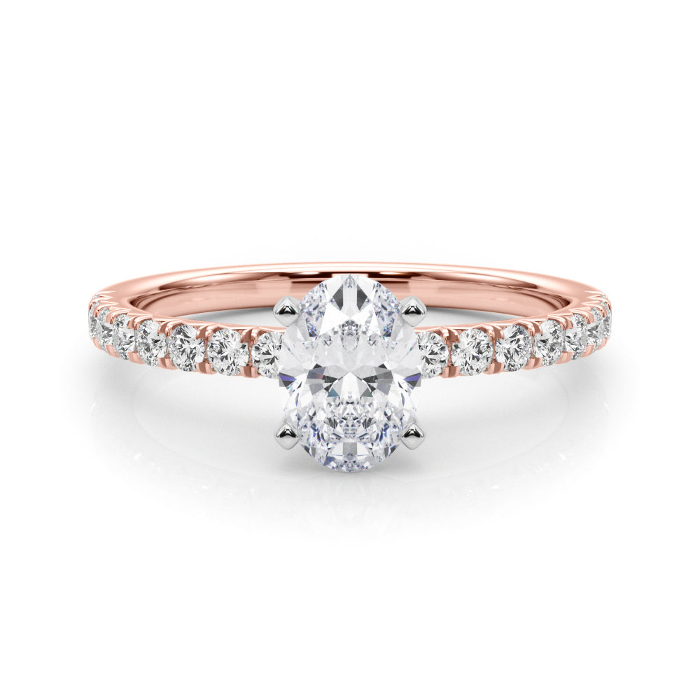 Graceful Center Round Diamond Engagement Ring — 9K/18K Gold & Platinum