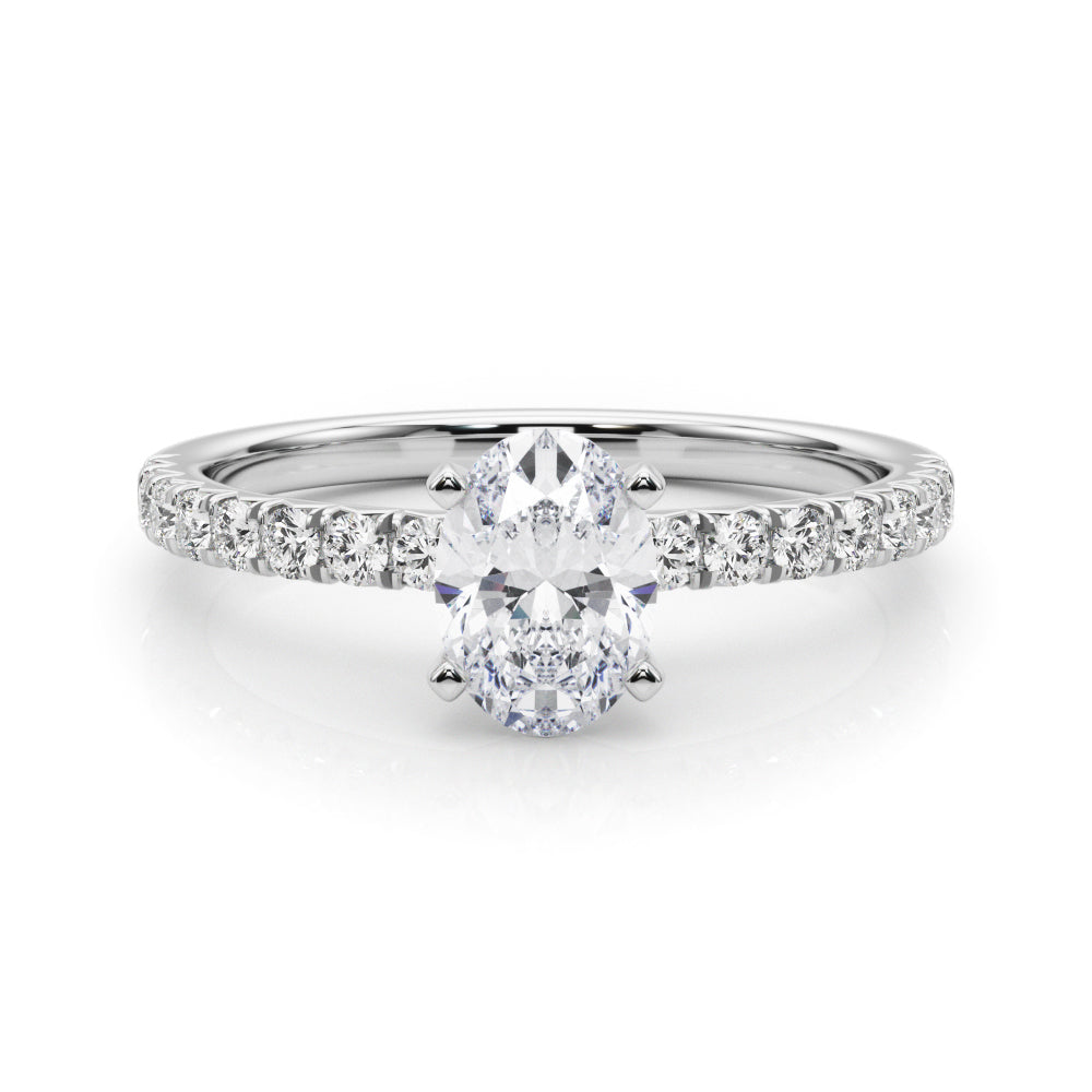 Graceful Center Round Diamond Engagement Ring — 9K/18K Gold & Platinum