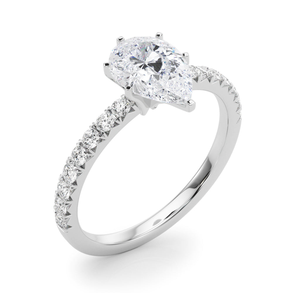 Graceful Center Round Diamond Engagement Ring — 9K/18K Gold & Platinum