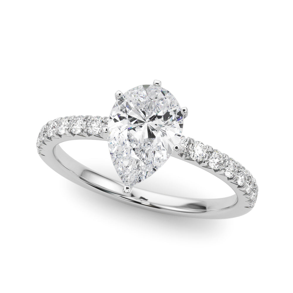 Graceful Center Round Diamond Engagement Ring — 9K/18K Gold & Platinum
