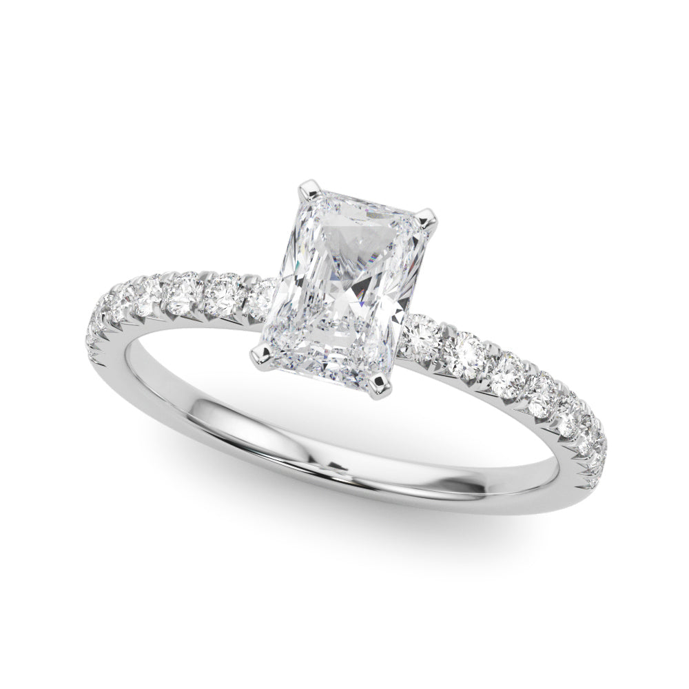 Graceful Center Round Diamond Engagement Ring — 9K/18K Gold & Platinum