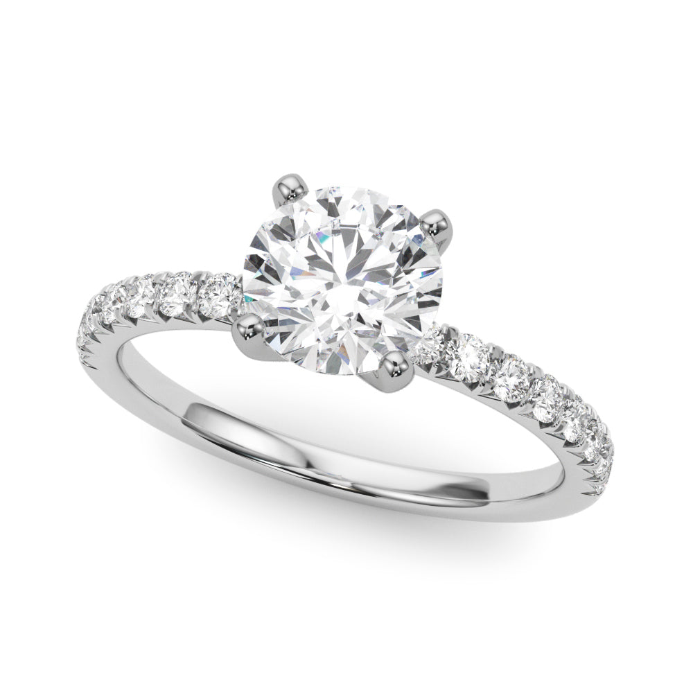 Graceful Center Round Diamond Engagement Ring — 9K/18K Gold & Platinum