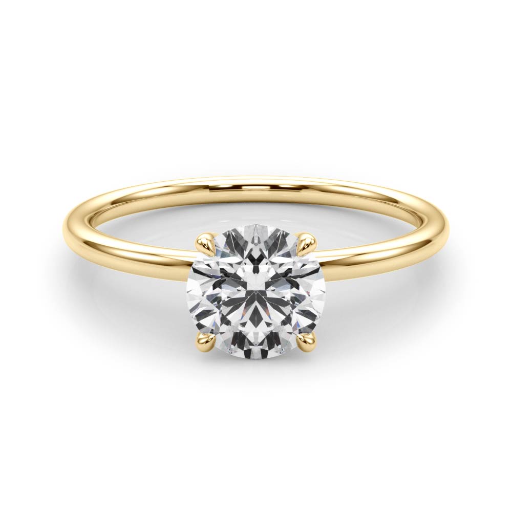 Timeless Solitaire Round Diamond Engagement Ring — 9K/18K Gold & Platinum