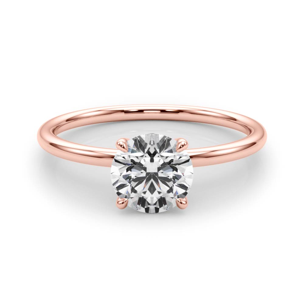 Timeless Solitaire Round Diamond Engagement Ring — 9K/18K Gold & Platinum