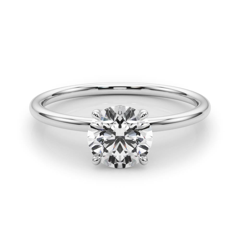 Timeless Solitaire Round Diamond Engagement Ring — 9K/18K Gold & Platinum