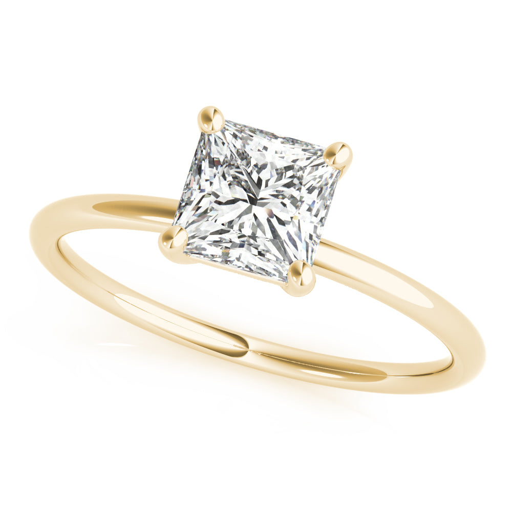 Elegant Solitaire Cut Princess Diamond Engagement Ring — 9K/18K Gold & Platinum
