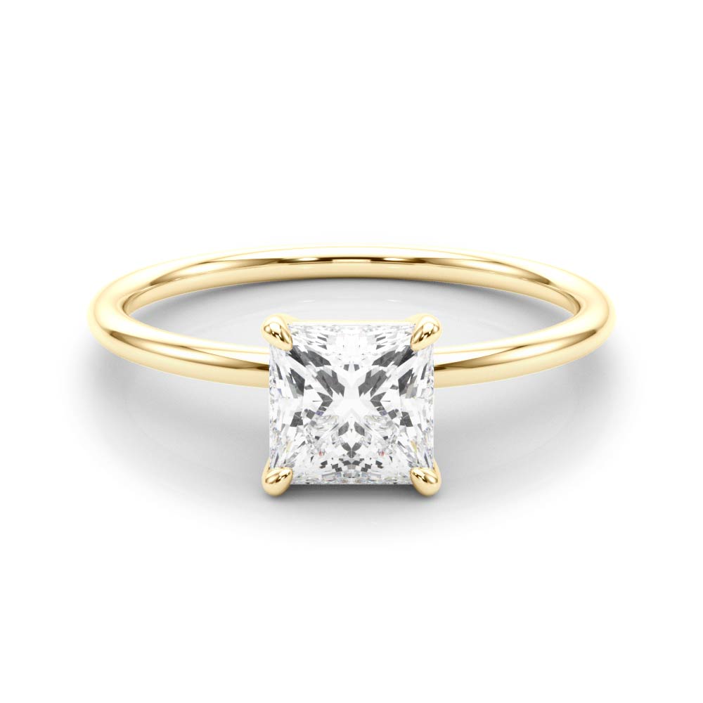 Elegant Solitaire Cut Princess Diamond Engagement Ring — 9K/18K Gold & Platinum