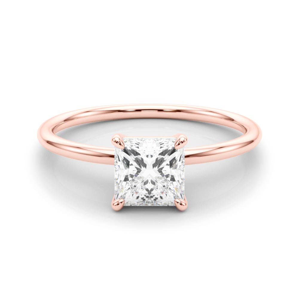 Elegant Solitaire Cut Princess Diamond Engagement Ring — 9K/18K Gold & Platinum