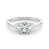 Bespoke Three-Stone Ring Rd Center Ps Sides Round Diamond Engagement Ring — 9K/18K Gold & Platinum