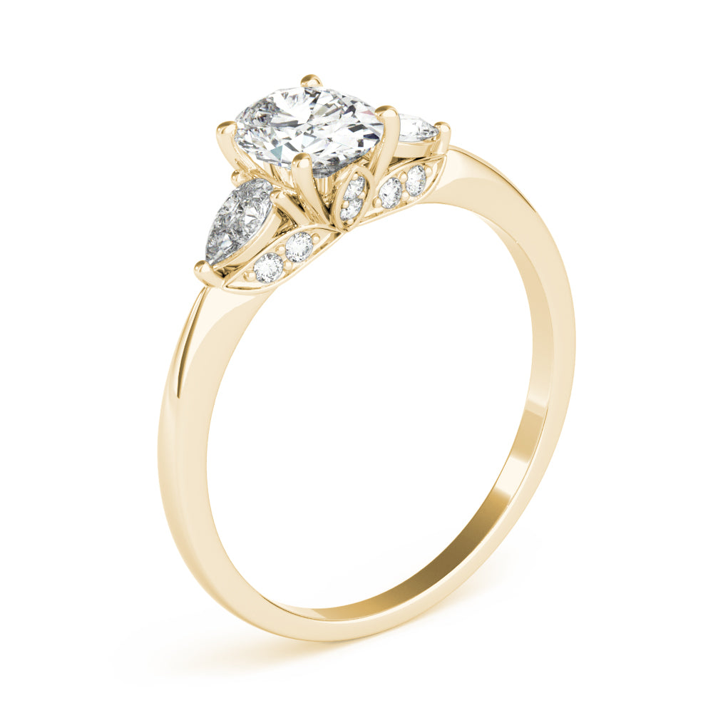 Vintage-Inspired Fashion Rings Shape Oval Diamond Engagement Ring — 9K/18K Gold & Platinum