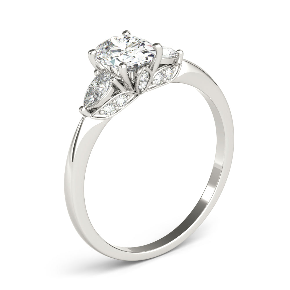 Vintage-Inspired Fashion Rings Shape Oval Diamond Engagement Ring — 9K/18K Gold & Platinum