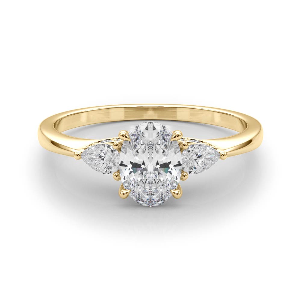 Vintage-Inspired Fashion Rings Shape Oval Diamond Engagement Ring — 9K/18K Gold & Platinum