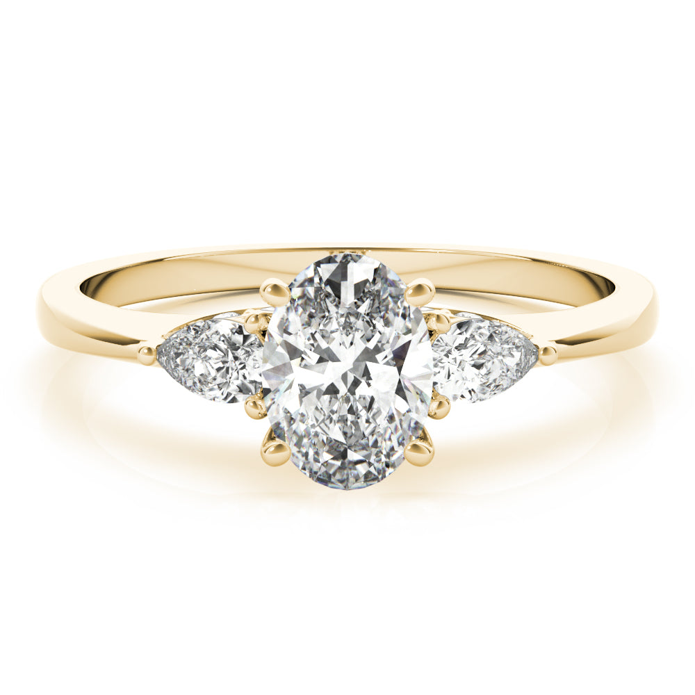 Vintage-Inspired Fashion Rings Shape Oval Diamond Engagement Ring — 9K/18K Gold & Platinum