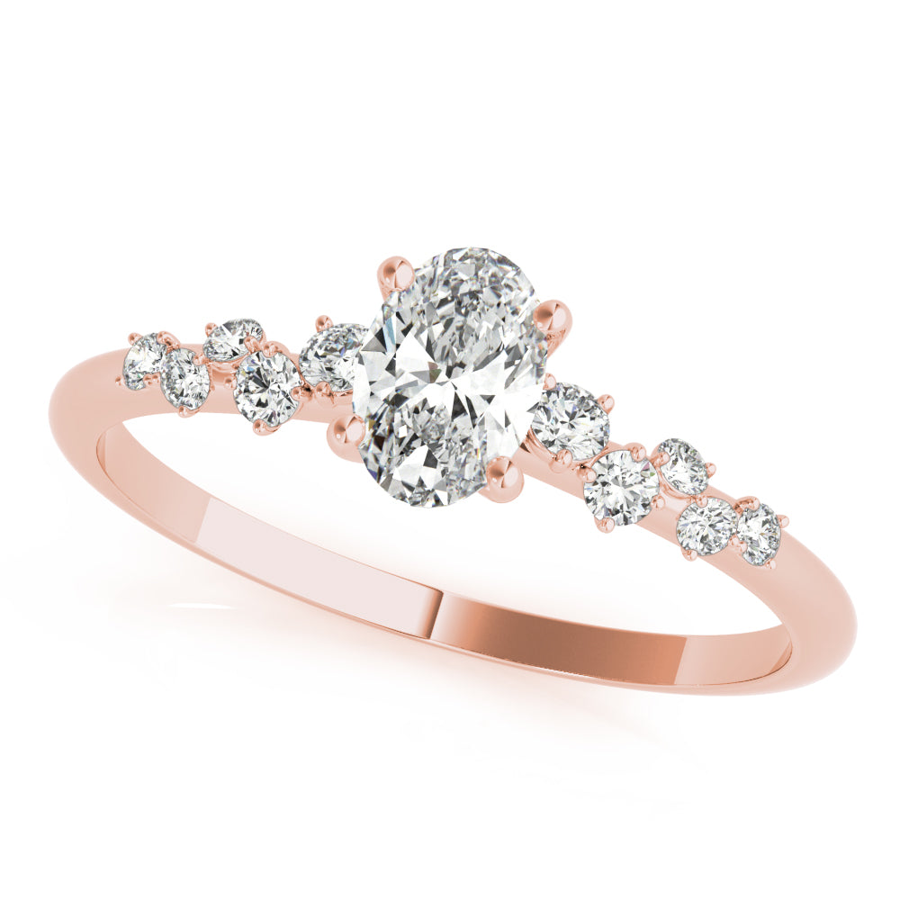 Regal Fashion Rings Oval Diamond Engagement Ring — 9K/18K Gold & Platinum