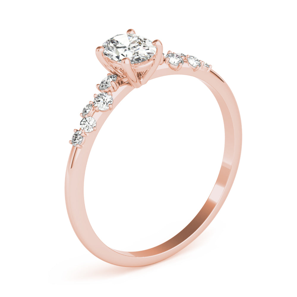 Regal Fashion Rings Oval Diamond Engagement Ring — 9K/18K Gold & Platinum