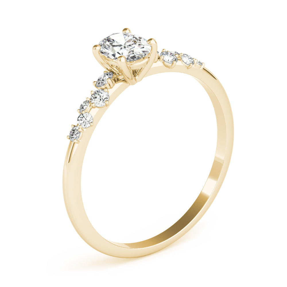 Regal Fashion Rings Oval Diamond Engagement Ring — 9K/18K Gold & Platinum