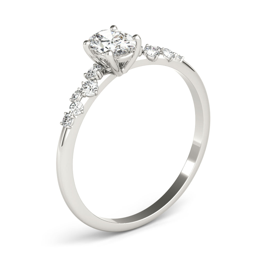 Regal Fashion Rings Oval Diamond Engagement Ring — 9K/18K Gold & Platinum