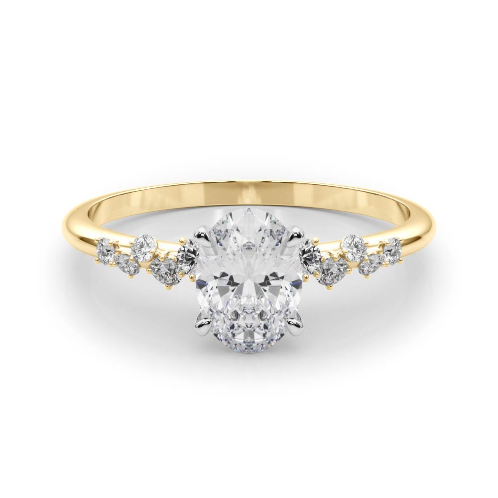 Regal Fashion Rings Oval Diamond Engagement Ring — 9K/18K Gold & Platinum