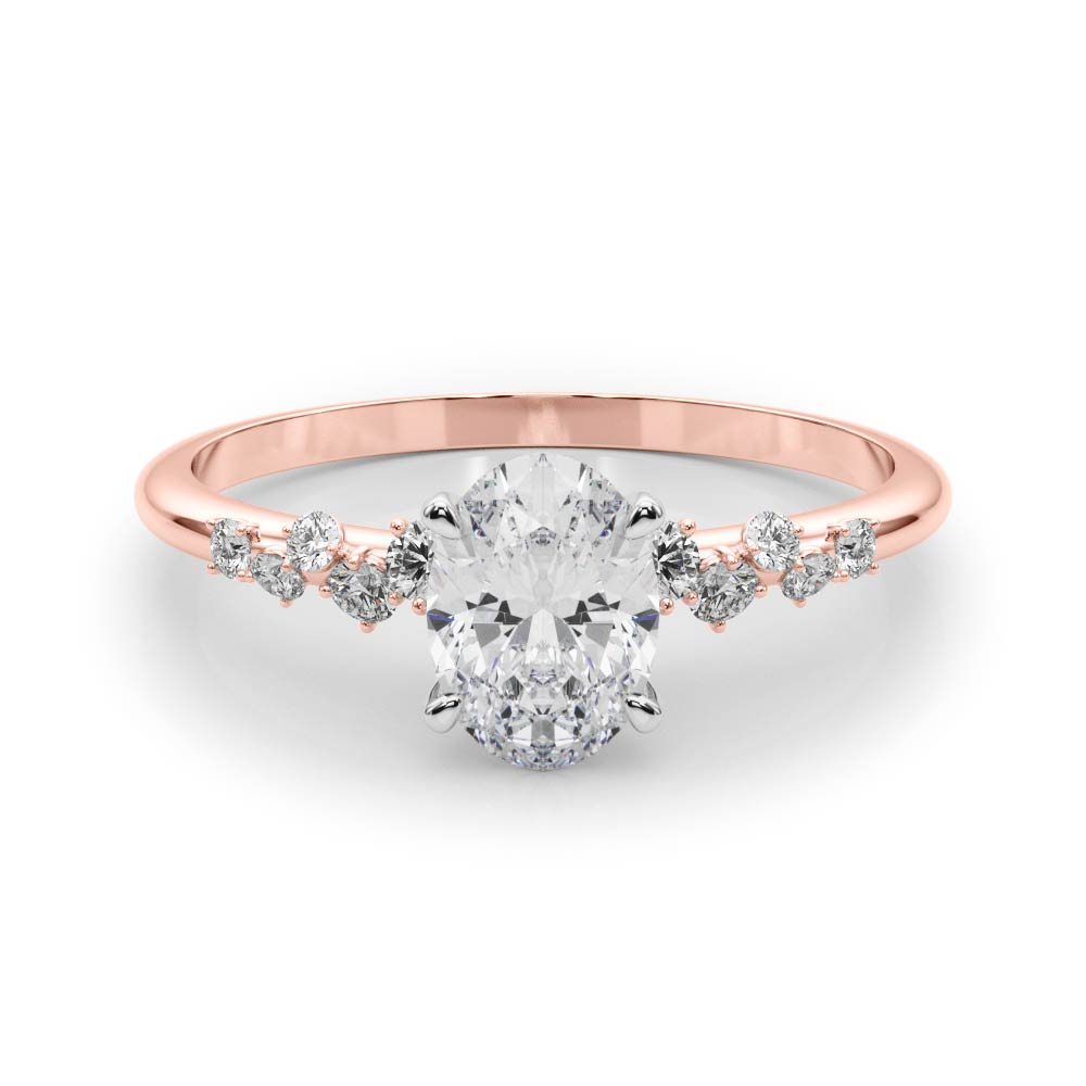 Regal Fashion Rings Oval Diamond Engagement Ring — 9K/18K Gold & Platinum