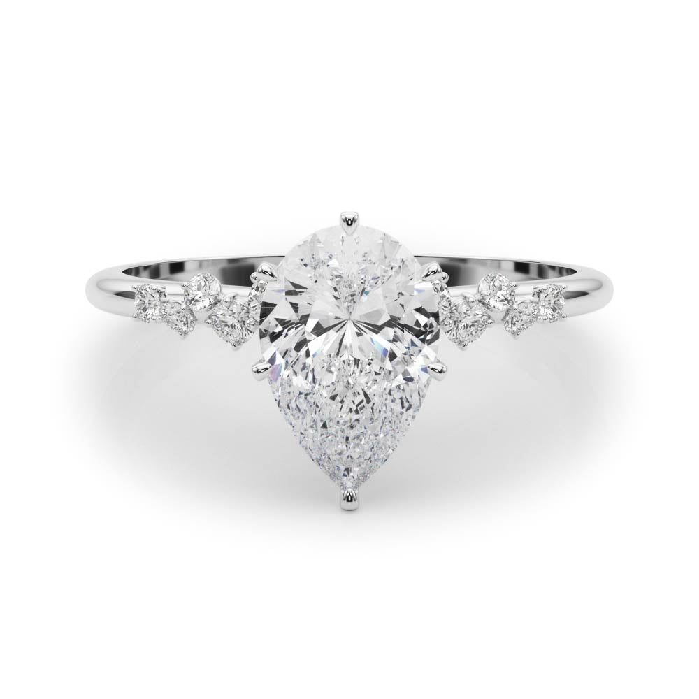 Regal Fashion Rings Oval Diamond Engagement Ring — 9K/18K Gold & Platinum