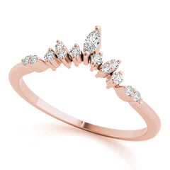 Chevron Marquise Half Eternity Ring in Gold & Platinum
