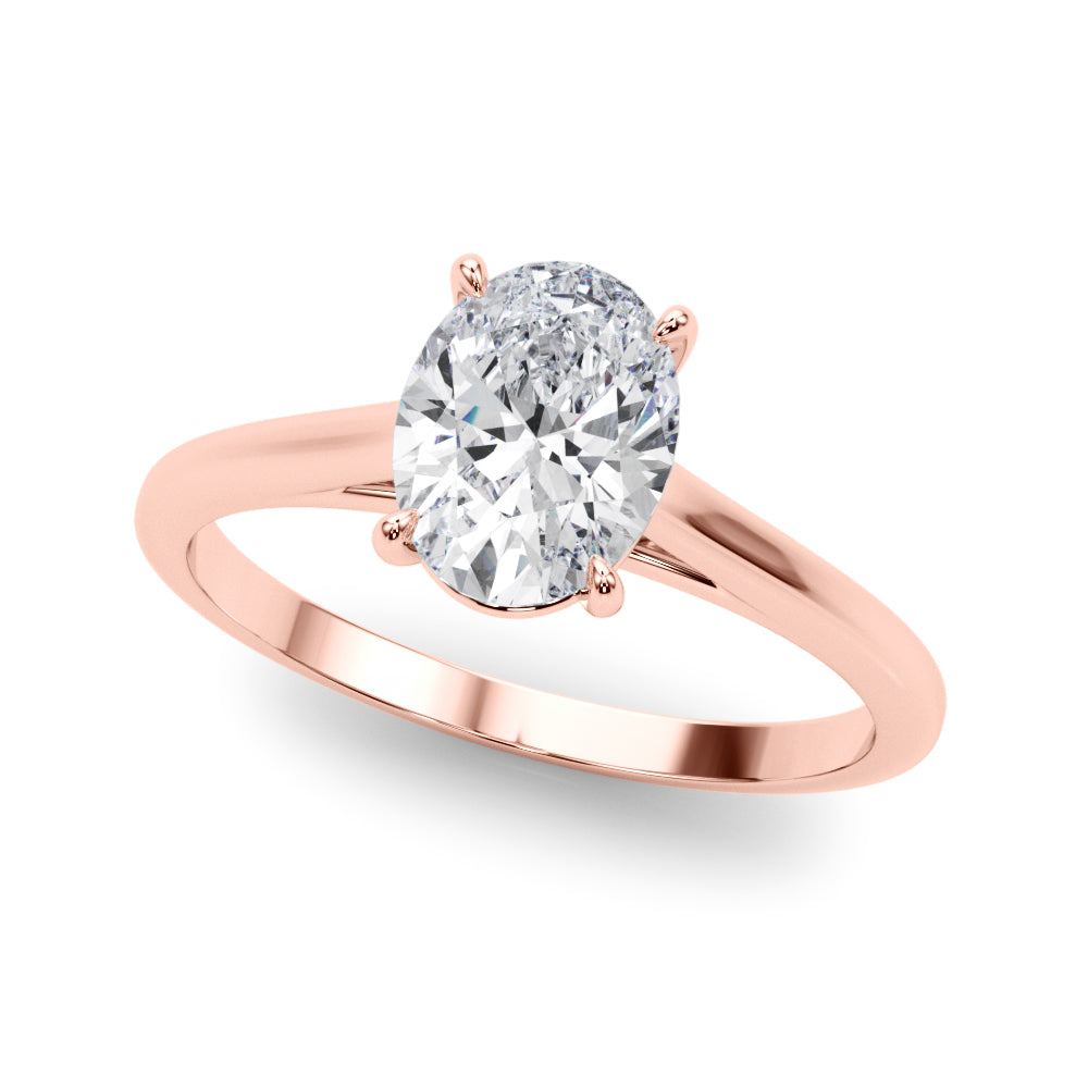 Noble Solitaire Oval Diamond Engagement Ring — 9K/18K Gold & Platinum