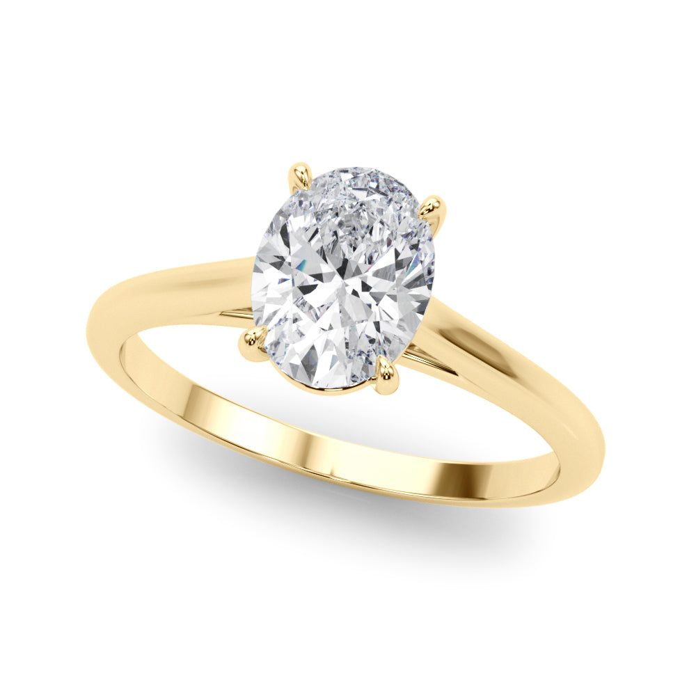 Noble Solitaire Oval Diamond Engagement Ring — 9K/18K Gold & Platinum