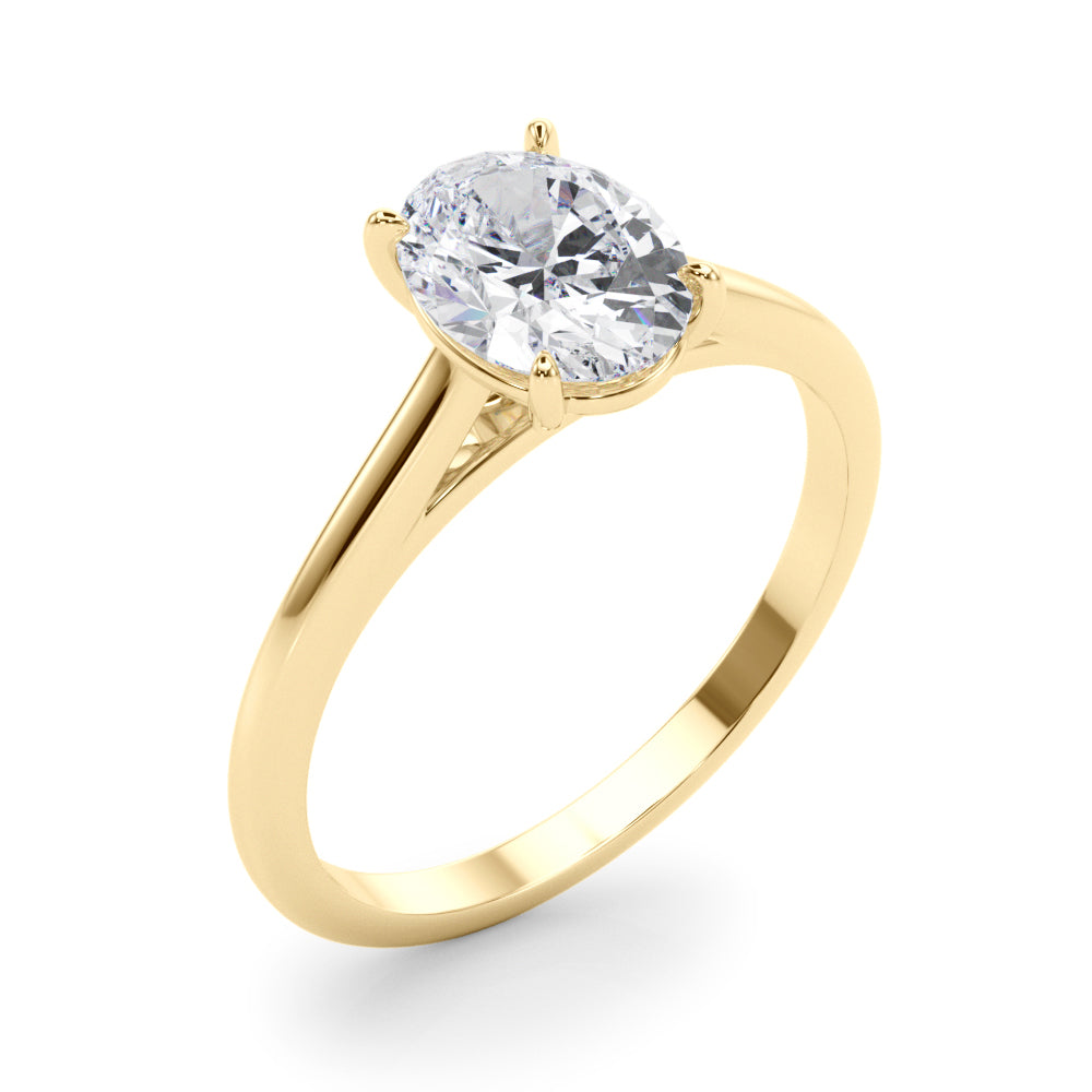 Noble Solitaire Oval Diamond Engagement Ring — 9K/18K Gold & Platinum