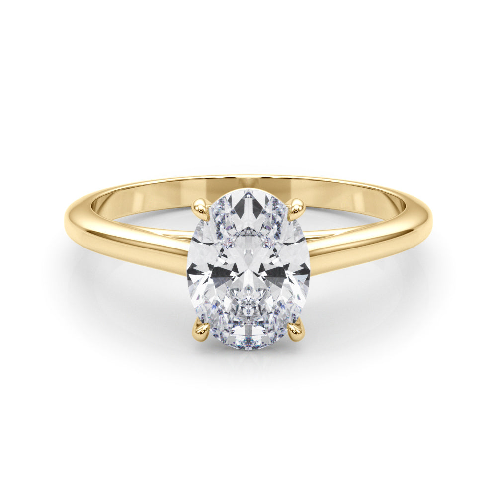 Noble Solitaire Oval Diamond Engagement Ring — 9K/18K Gold & Platinum