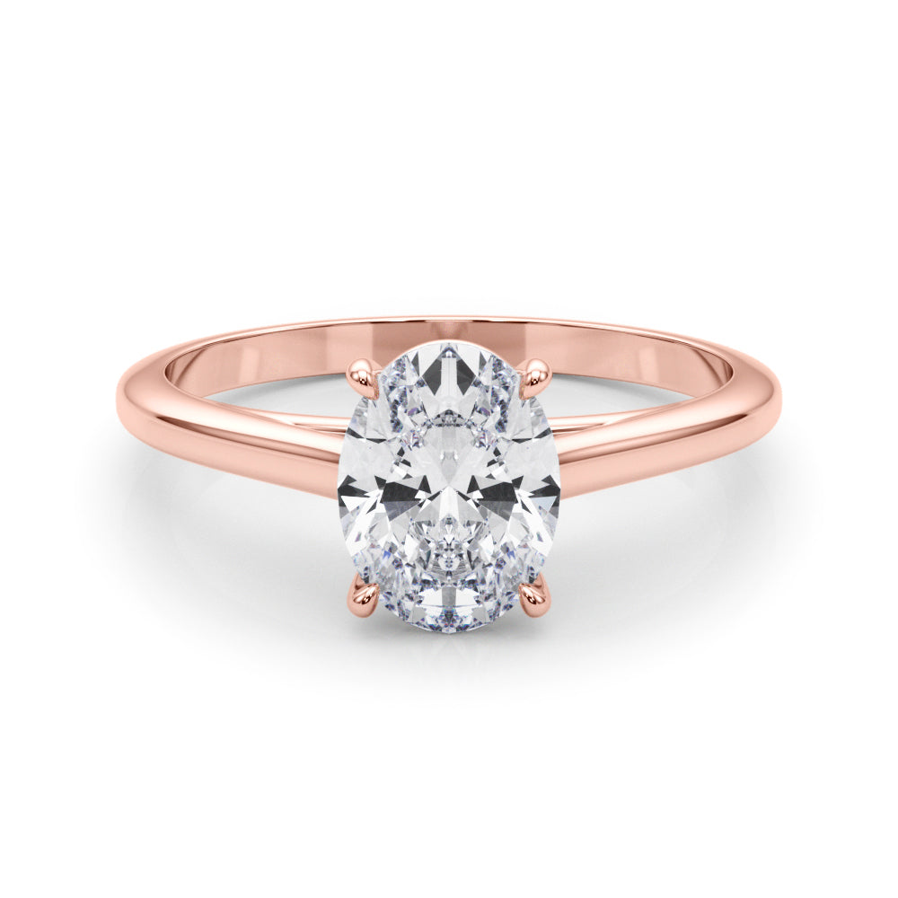 Noble Solitaire Oval Diamond Engagement Ring — 9K/18K Gold & Platinum