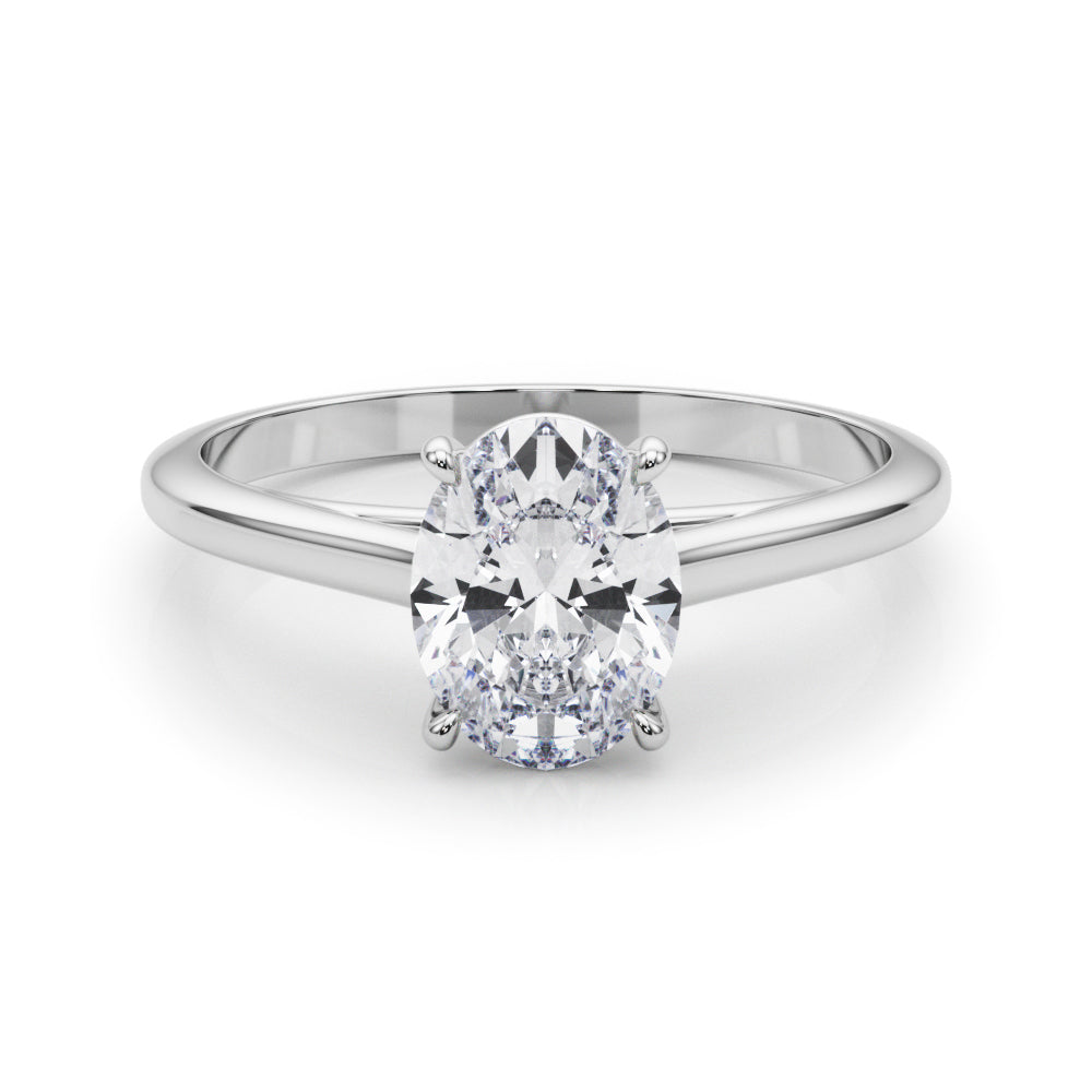 Noble Solitaire Oval Diamond Engagement Ring — 9K/18K Gold & Platinum