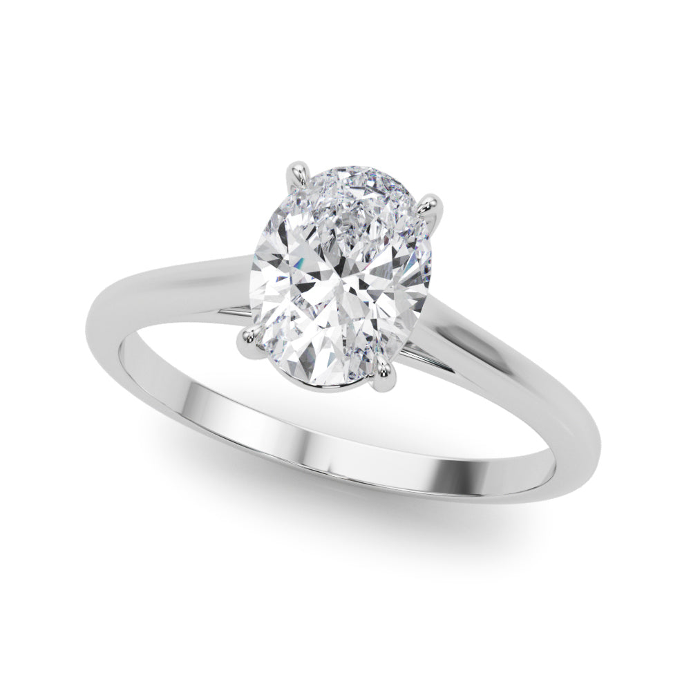 Noble Solitaire Oval Diamond Engagement Ring — 9K/18K Gold & Platinum