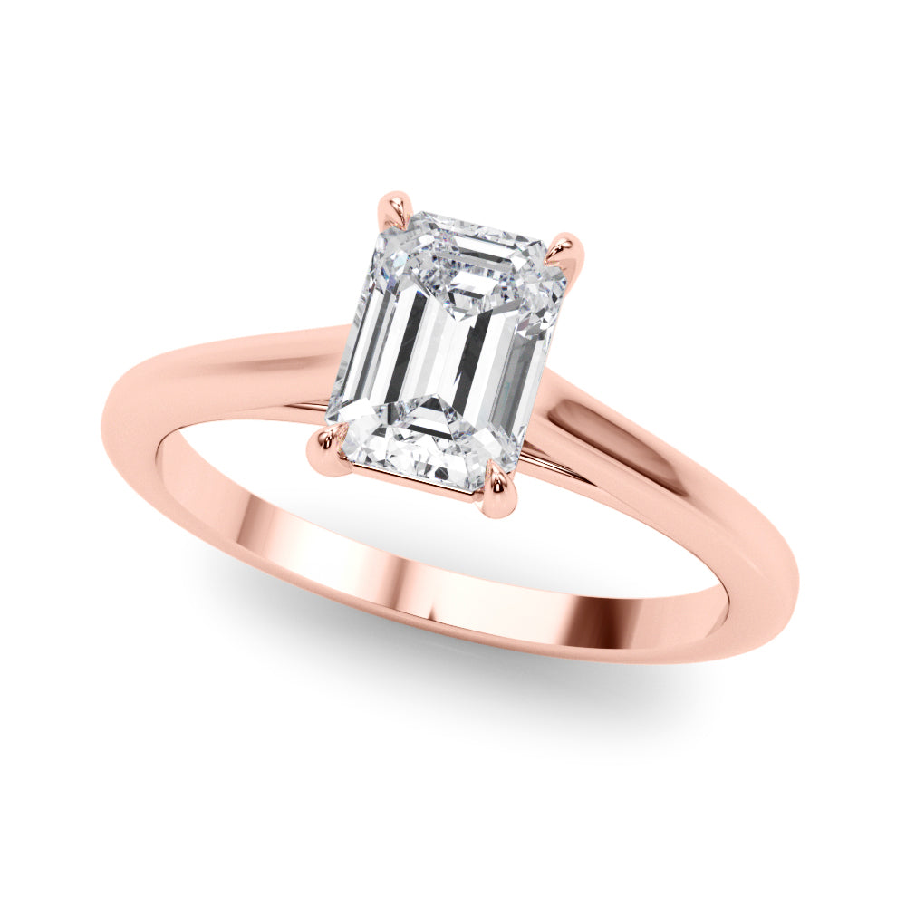 Classic Solitaire Cut Emerald Diamond Engagement Ring — 9K/18K Gold & Platinum