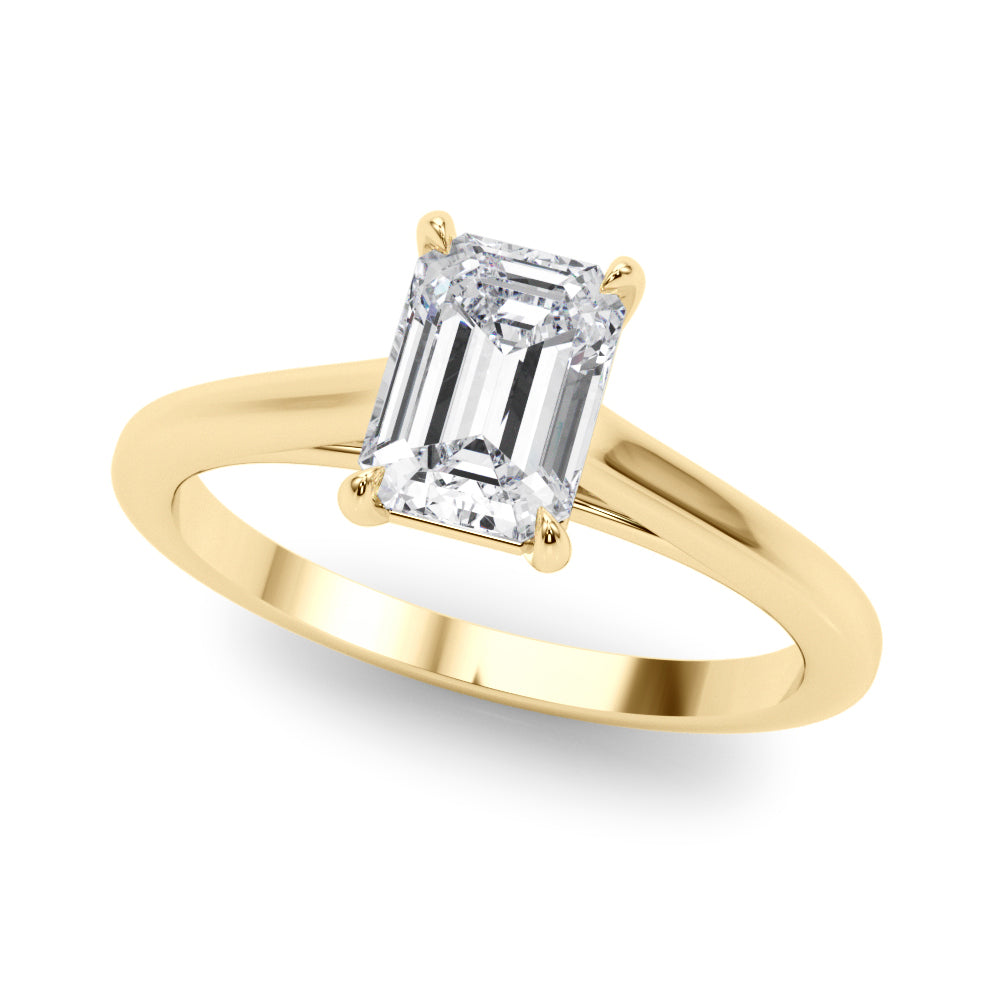 Classic Solitaire Cut Emerald Diamond Engagement Ring — 9K/18K Gold & Platinum