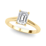 Classic Solitaire Cut Emerald Diamond Engagement Ring — 9K/18K Gold & Platinum