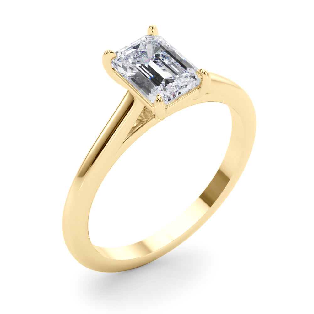 Classic Solitaire Cut Emerald Diamond Engagement Ring — 9K/18K Gold & Platinum
