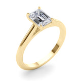 Classic Solitaire Cut Emerald Diamond Engagement Ring — 9K/18K Gold & Platinum