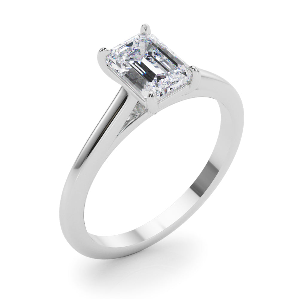 Classic Solitaire Cut Emerald Diamond Engagement Ring — 9K/18K Gold & Platinum