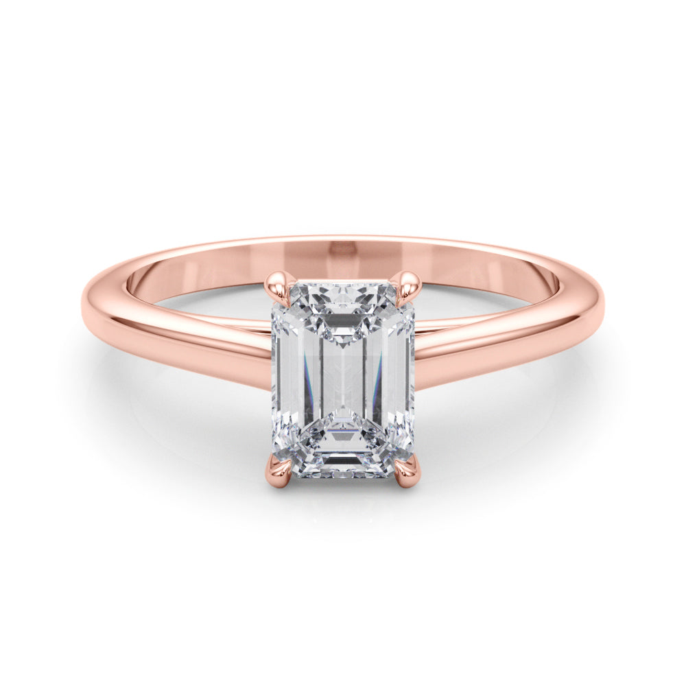 Classic Solitaire Cut Emerald Diamond Engagement Ring — 9K/18K Gold & Platinum