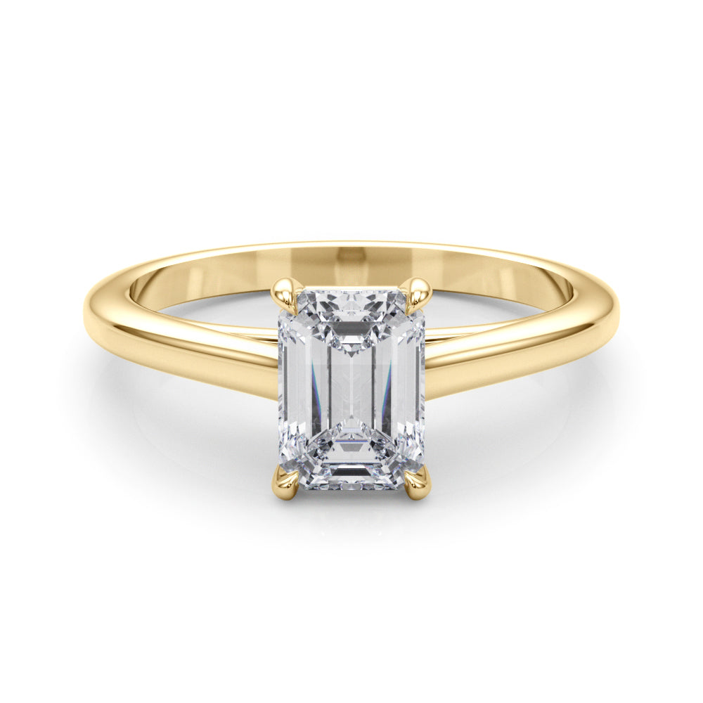 Classic Solitaire Cut Emerald Diamond Engagement Ring — 9K/18K Gold & Platinum