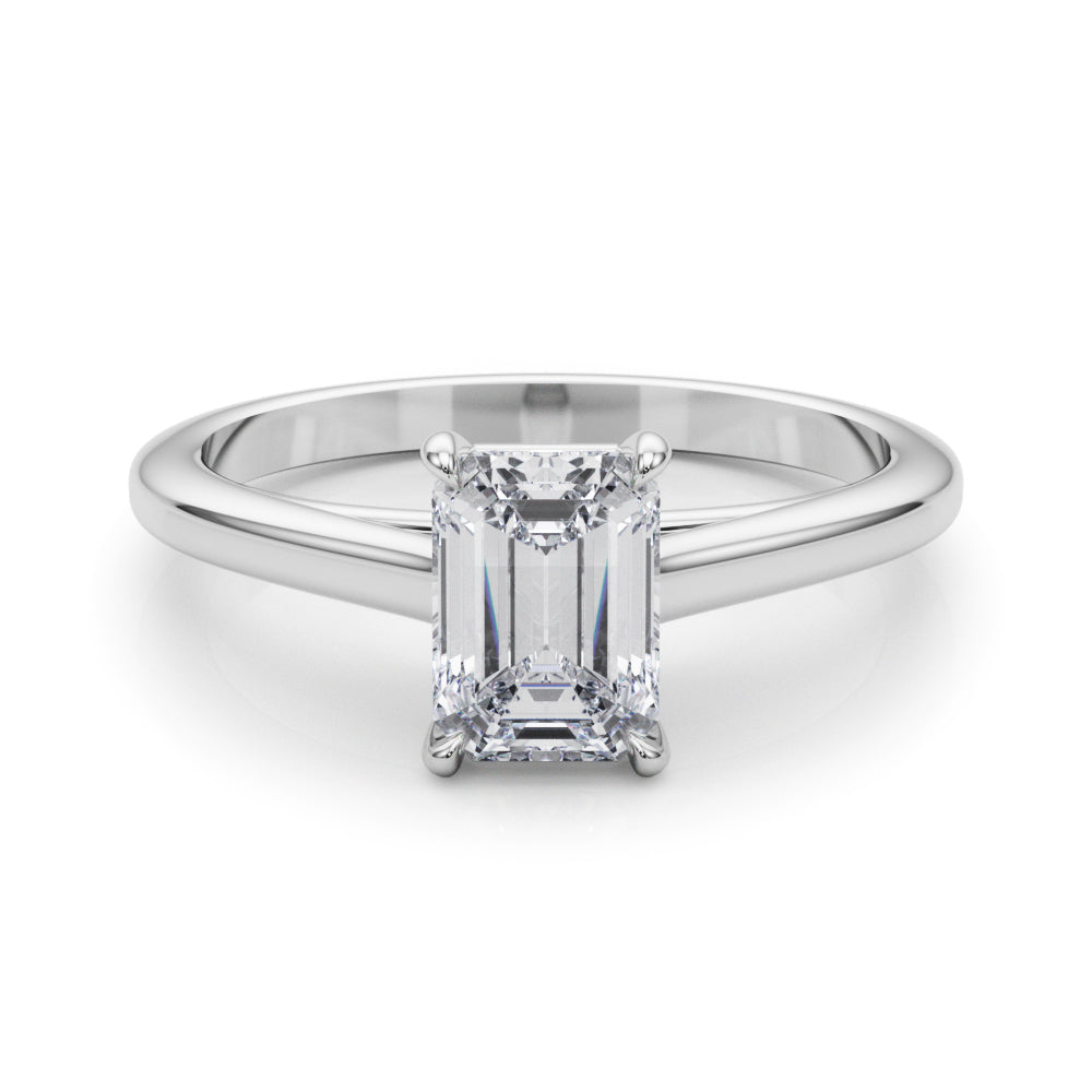 Classic Solitaire Cut Emerald Diamond Engagement Ring — 9K/18K Gold & Platinum