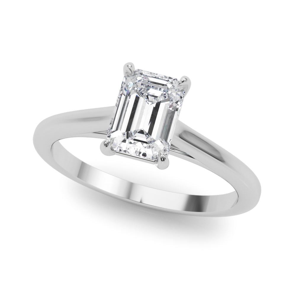 Classic Solitaire Cut Emerald Diamond Engagement Ring — 9K/18K Gold & Platinum