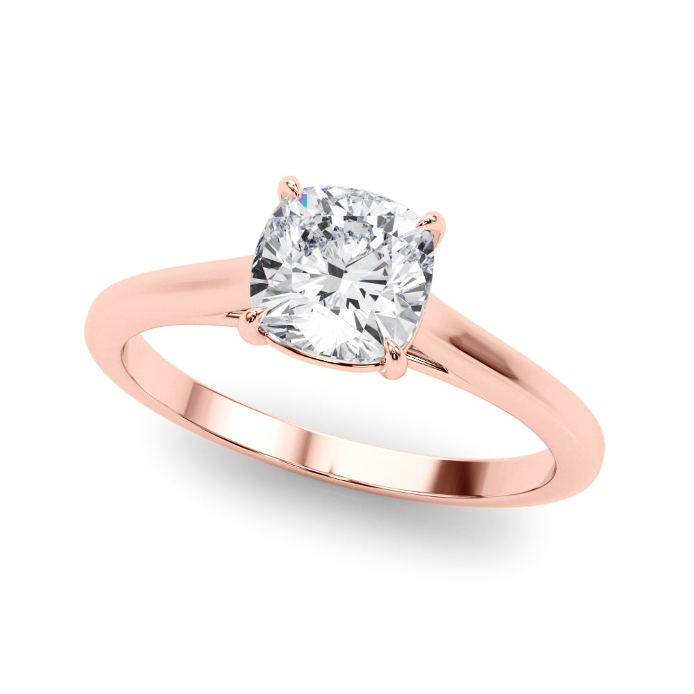 Timeless Solitaire Cushion Diamond Engagement Ring — 9K/18K Gold & Platinum