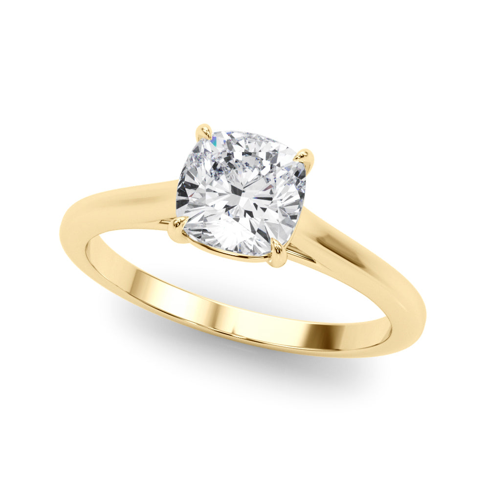 Timeless Solitaire Cushion Diamond Engagement Ring — 9K/18K Gold & Platinum