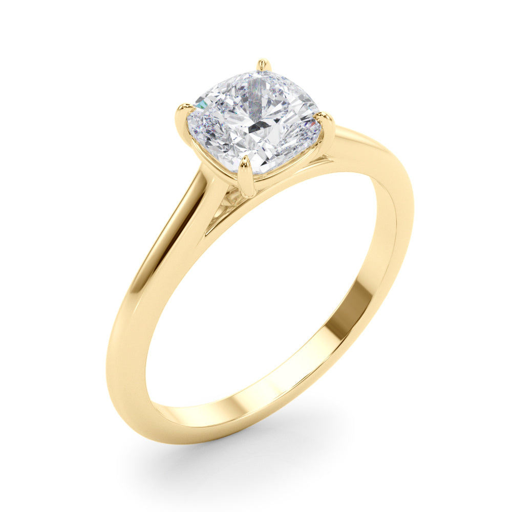 Timeless Solitaire Cushion Diamond Engagement Ring — 9K/18K Gold & Platinum