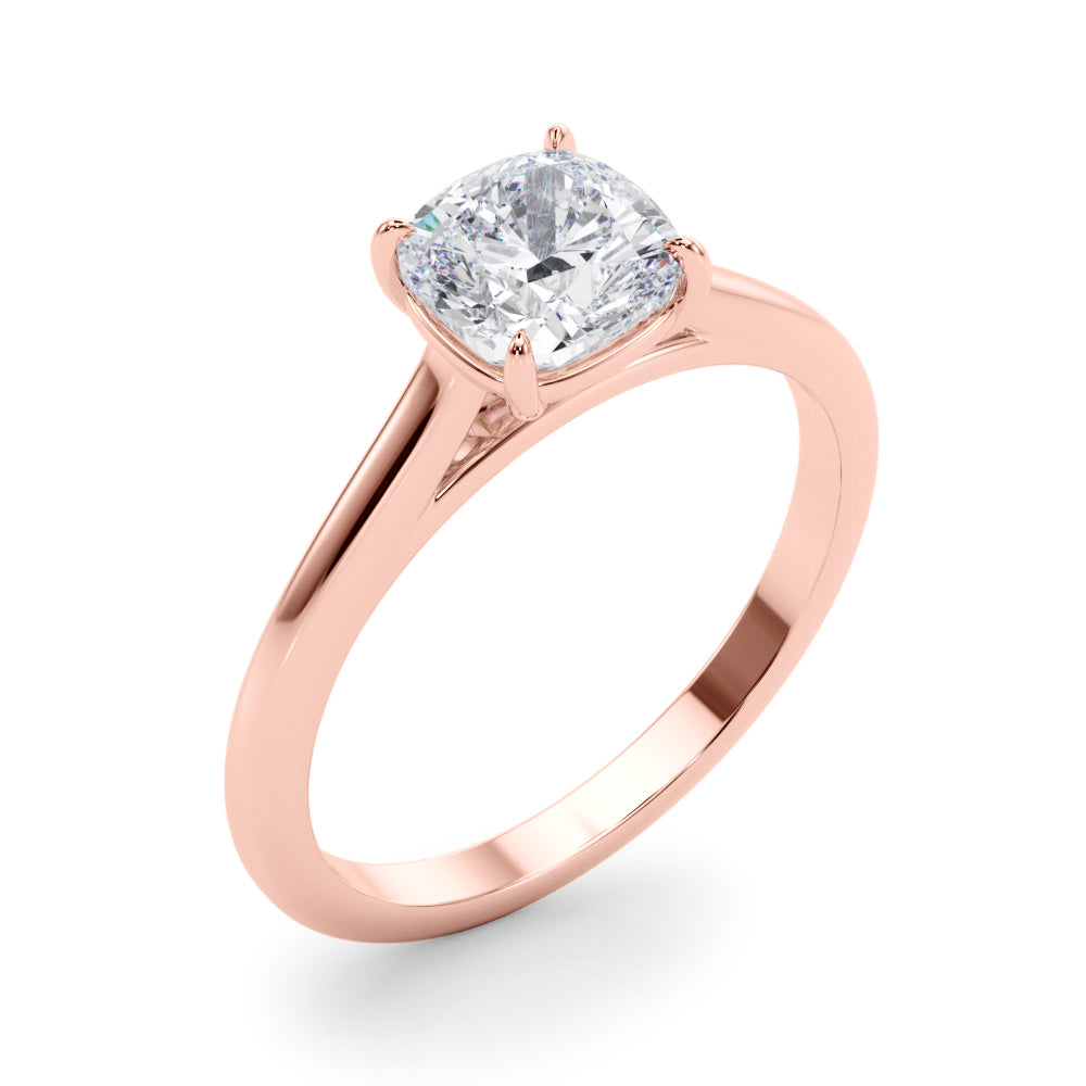 Timeless Solitaire Cushion Diamond Engagement Ring — 9K/18K Gold & Platinum