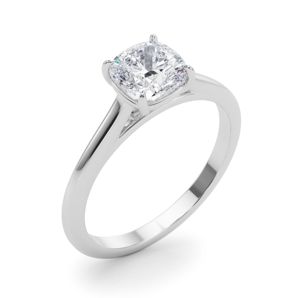 Timeless Solitaire Cushion Diamond Engagement Ring — 9K/18K Gold & Platinum
