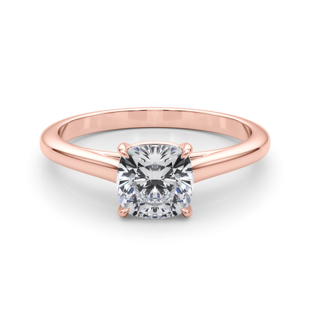 Timeless Solitaire Cushion Diamond Engagement Ring — 9K/18K Gold & Platinum