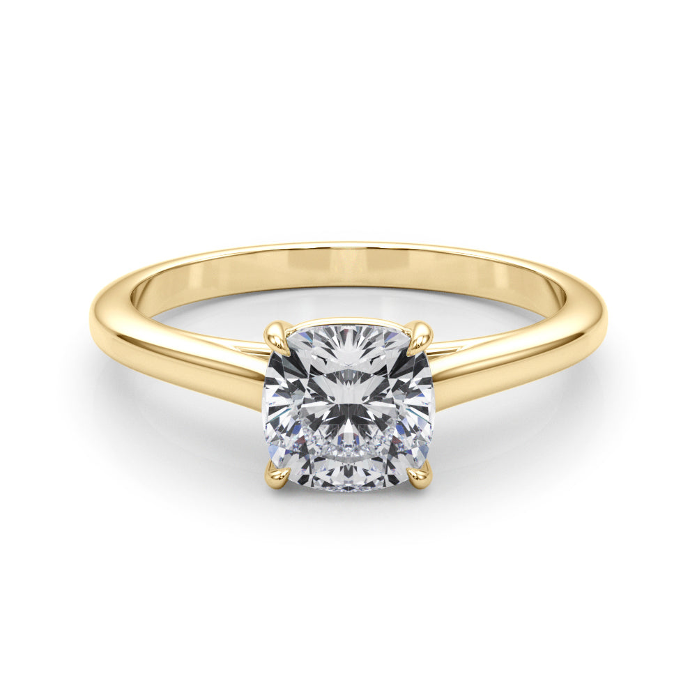 Timeless Solitaire Cushion Diamond Engagement Ring — 9K/18K Gold & Platinum